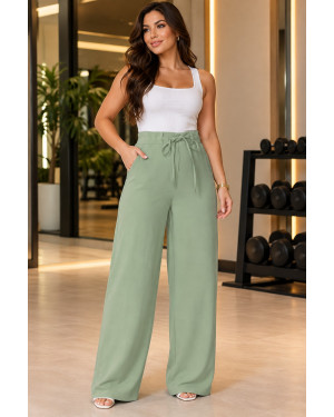 Calça Feminina Pantalona Verde Empoeirado | Moda Evangelica